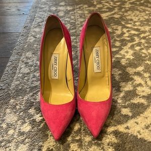 Jimmy Choo Suede Fuchsia Anouk Heels